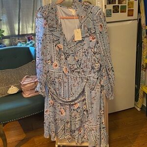 LC Lauren Conrad Floral Ruffle Dress - Blue and Pink